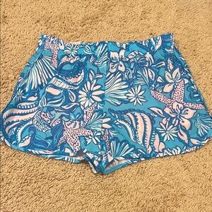 Lilly Pulitzer Kids Blue and Pink Luxletic lined Patterned Shorts